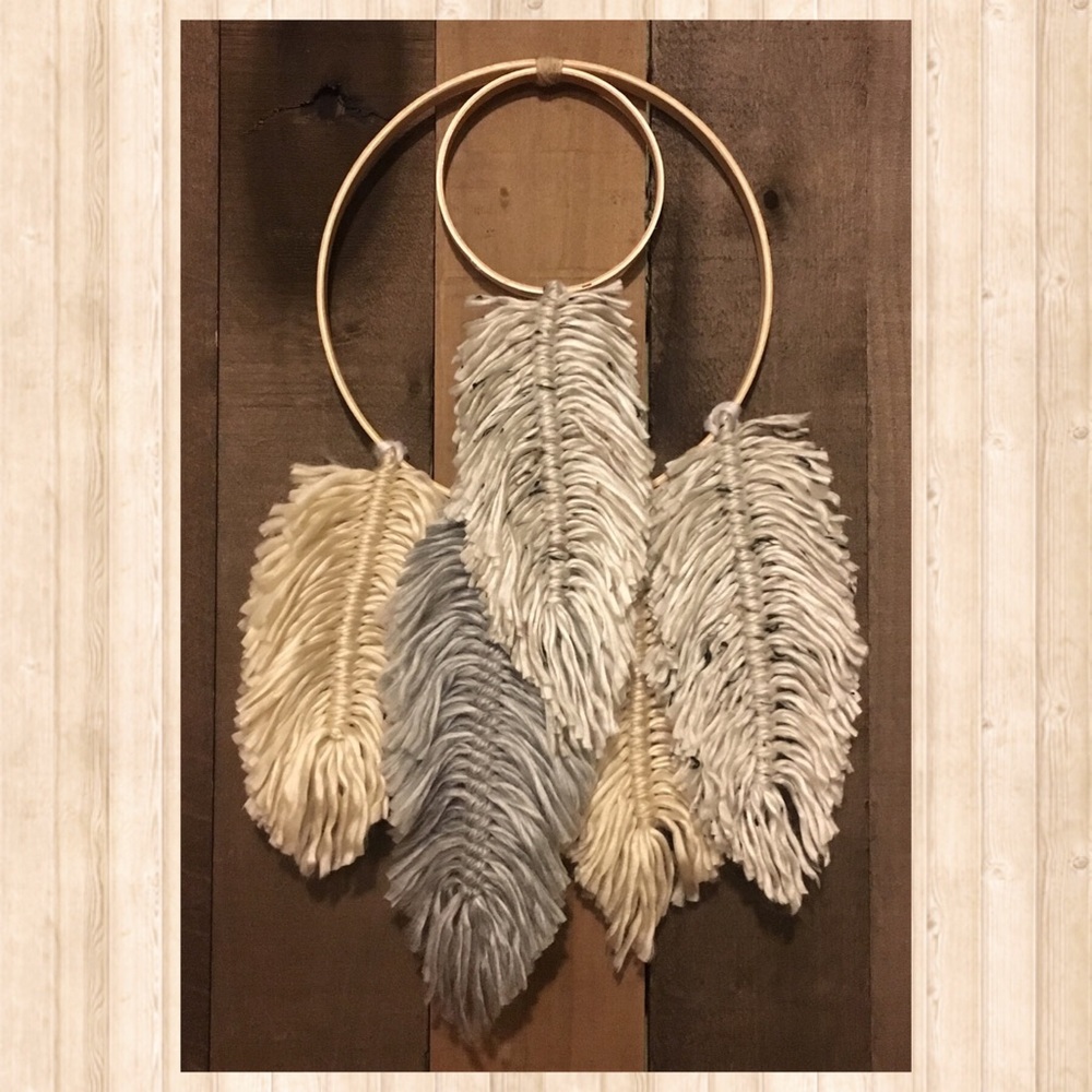 Handmade feather wall hanging